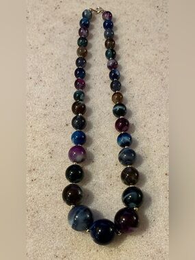 Multicolor Glass Bead Statement Necklace - Elegant Women’s Jewelry
